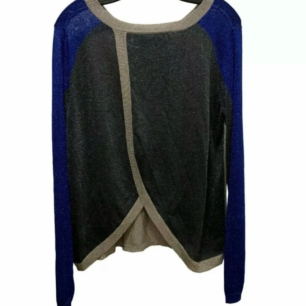 AIKO Colorblock Metallic Glitter Draped Top XS